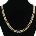 Collana a catena cubana hip hop 9mm con cristalli blu e bianchi su base dorata - Oro (Strass Blu) (22 Pollici)