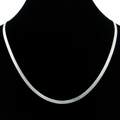 Minimalist silver flat snake bone chain necklace in stainless steel on black neck mannequin - Silver