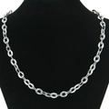 Modern silver oval link chain necklace for women displayed on a black neck mannequin - Necklace-18inch