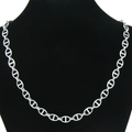 Collar de cadena de eslabones de ancla plateado con hebilla ovalada para moda unisex en busto - Collar-18inch