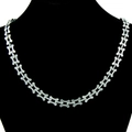 Unisex stainless steel bone link chain necklace in silver on a black portrait bust - 18inch / Necklace