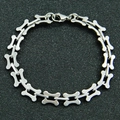 Punk style stainless steel bone link bracelet with silver finish and lobster clasp - 7inch / Bracelet