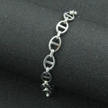 Minimalist silver stainless steel chain bracelet with polished anchor link design - 18cm / Steel