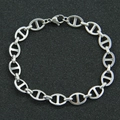 Pulsera de cadena con eslabones de ancla en acero inoxidable plateado y cierre de langosta - Pulsera-7inch