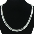 Collar de cadena cubana de acero de titanio plateado pulido con eslabones texturizados - Collar-18inch