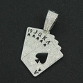 Λεπτομερής λήψη του κρεμαστού κολιέ royal flush με μικρο-διακοσμημένα ζιργκόν - Pendant Only (Without Chain) / Ασημένια Τράπουλα