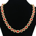 Collana cubana hip hop con pietre rosse a cuore e geometriche in oro per uomo - 18inch / Oro