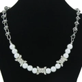 Collana di perle punk con catena d'argento ed elementi metallici a filo spinato - Patchwork di Perle (YJ10-6257)