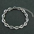 Bracciale unisex in acciaio inossidabile con maglie a naso di maiale e chiusura a moschettone - Argento (Braccialetto)-8 pollici