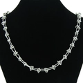Industrial silver stainless steel chain necklace with rectangle links on black display - Steel Color - Necklace