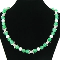 Groene glazen kralen en witte parelketting met zilveren legering afstandhouders voor hip-hop - Parel Patchwork Stijl
