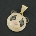 Close-up of hip hop panda pendant with pavé crystals and gold plating detail - Pendant Only (Without Chain)-Gold Panda
