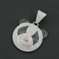 Close-up of hip-hop panda pendant featuring full iced-out pavé crystal setting - Pendant Only (Without Chain)-Silver Panda