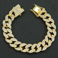 Bracciale cubano in oro ghiacciato con chiusura a farfalla e diamanti pavé da uomo - 8 Pollici (Bracciale) / Oro