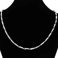 Detailed view of silver bamboo-style link chain on black velvet mannequin neck stand - Silver - 20inch