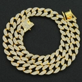 Collana hip-hop da uomo Cuban Link dorata con pavé di cristalli scintillanti - 18 Pollici / Oro