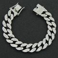 Dettaglio ravvicinato del bracciale Miami Cuban link con strass scintillanti - 8 Pollici (Bracciale) / Argento