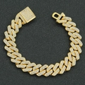Bracciale cubano dorato con diamanti e fibbia a rombo in stile hip hop trendy - 8 pollici / Oro