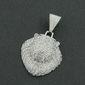 Primer plano del colgante de cabeza de león hip hop con diamantes de imitación brillantes - Solo Colgante (Sin Cadena)-Plateado (Cabeza de León)