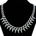 Collana a catena cubana argento con strass scintillanti e ciondoli a punta arcobaleno - Collana con Spuntoni Spliced