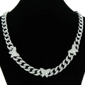 Collana cubana uomo hip hop con farfalle e strass scintillanti su busto gioielli - Collana Cubana a Farfalla