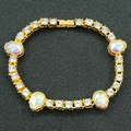 Bracciale hip hop dorato da uomo con ciondoli a forma di teschio e cristalli lucidi - 8 pollici / Bracciale Oro