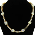 Collana tennis hip hop placcata oro con strass colorati a forma di cuore da uomo - Collana / 20inch / Oro