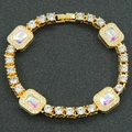 Iced out cuban link necklace with colorful square rhinestones and gold plating - 8 Inch / Gold Bracelet