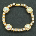 Bracciale da uomo oro con strass a cuore colorati e catena a maglie in cristallo lucido - Oro
