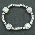 Macro di braccialetto hip-hop argento con cristalli a cuore AB colorati e strass brillanti - Argento
