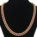 Collana cubana stile hip-hop con cristalli rossi e diamanti bianchi scintillanti - Strass Rosso / 20inch / Oro