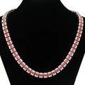 Detail of hip-hop cuban chain featuring red rectangular stones and micro-pave crystals - Red Rhinestone / 20inch / Silver