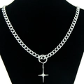 Collana a catena cubana argento con ciondolo a stella su busto per stile punk - Catena Cubana con Pendente a Stella