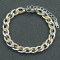 Zweilagiges Panzerarmband in Gold und Silber mit verstellbarem Karabinerverschluss - Gold und Silber verschlungener Kettenstil
