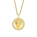 Collana con ciondolo a testa di leone hip hop con diamanti lucidi e catena a fune dorata - 0.3*60cm / Oro (Testa di Leone)