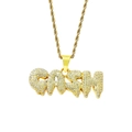 Hip hop gold plated necklace with iced out CASH dripping letter pendant for men and women - Gold Color (CASH)