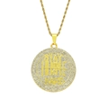 Collar con colgante redondo de oro y circonitas con Stay Humble Hustle Hard grabado - 0.3*60cm / Dorado