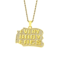 Hip hop gold plated necklace with iced out Every Body Eats letter pendant on rope chain - EVERY BODY EATS Letter Pendant / Gold