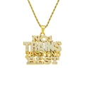 Collana hip hop con pendente a lettere ghiacciate e catena a torsione dorata lucida - Oro (Lettere Inglesi)