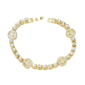 Bracciale tennis placcato oro hip hop con ciondoli a forma di smile e diamanti - Bracciale Oro-8 pollici