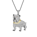 Collar con colgante de bulldog hip hop con circonitas blancas y cadena de cuerda plateada - 0.3*60cm / Plateado