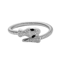 Brazalete de serpiente estilo punk plateado con cristales brillantes y ojos de piedra negra - Plateado