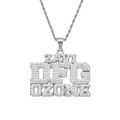 Cadena de cuerda plateada hip-hop con colgante de letras multicapa con diamantes - 60CM / Plateado