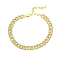 Cavigliera Cuban Link placcata in oro con cristalli lucidi per uomo e donna alla moda - Oro (23.5+6cm)
