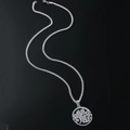 Creatieve zilveren roestvrijstalen ketting met ronde dubbele gelukskarakter hanger - Zilver Fortuin Stijl (0.3*60cm Cubaanse Ketting)