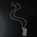 Silver abacus pendant necklace with movable beads on a sleek box chain over black background - Silver Abacus Pendant with Box Chain