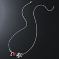 Sparkling I Love Football necklace with rhinestone heart and soccer ball pendants - O Chain / Silver (I❤Football)