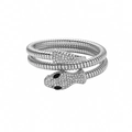 Silver snake wrap bracelet featuring sparkling rhinestones and a flexible coiled design - Silver