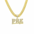 Gouden PRE-hanger met glinsterende zirkonia en dikke Cubaanse ketting in hiphop-stijl - Met Cubaanse Ketting / Goud
