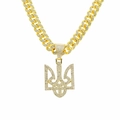 Collana a catena cubana d'oro hip hop con ciondolo a tridente ucraino ghiacciato - Oro (Geometrico) - Catena Cubana Da 50cm